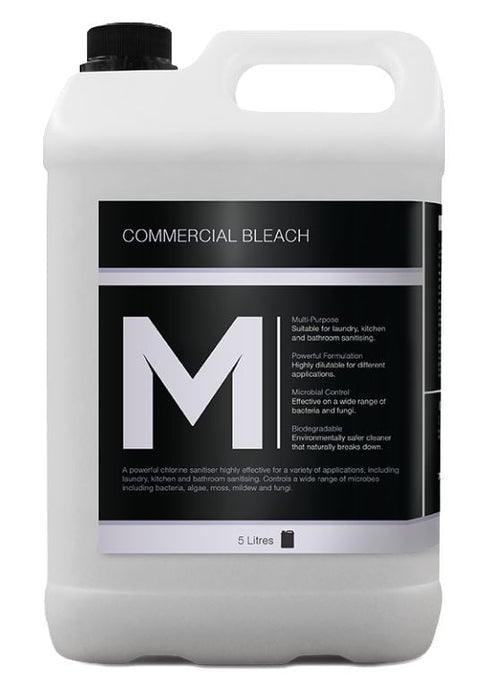 Commercial Bleach 5% - Clear, 5L Refill Bottle - Essential Supplies - Washroom Care