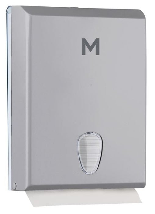 Compact Towel Dispenser - Silver, 600 Sheet Capacity - 1 Dispenser - Essential Supplies - Folded Towel Dispensers