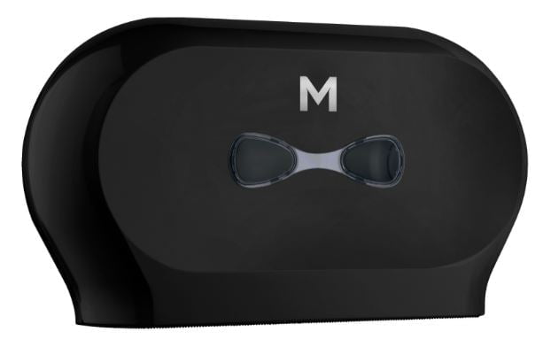 Double Mini Jumbo Roll Dispenser - Black, 2 Roll Capacity - 1 Dispenser - Essential Supplies - Toilet Tissue Dispensers
