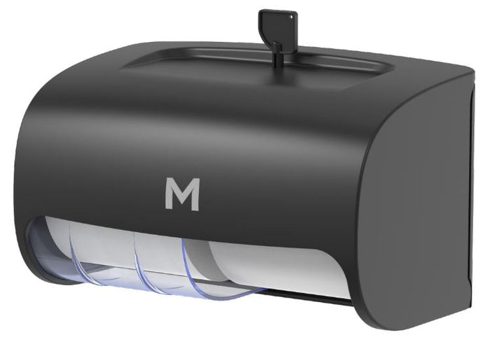 Horizontal Toilet Roll Dispenser - Black, 2 Roll Capacity - 1 Dispenser - Essential Supplies - Toilet Tissue Dispensers