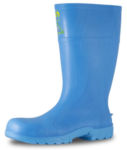 Industrial PVC Gumboots - Blue, Size 15 - *Steel Toe Cap + Steel Midsole - Essential Supplies - Gumboots