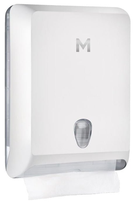 Interfold Towel Dispenser - White, 700 Sheet Capacity - 1 Dispenser - Essential Supplies - Folded Towel Dispensers