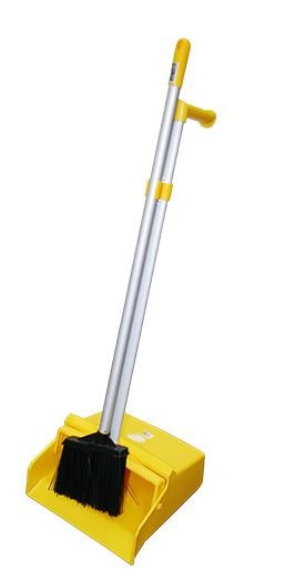Lobby Upright Brush & Pan Set - Yellow, 360mm x 275mm x 820mm - Essential Supplies - Brush & Pan Sets