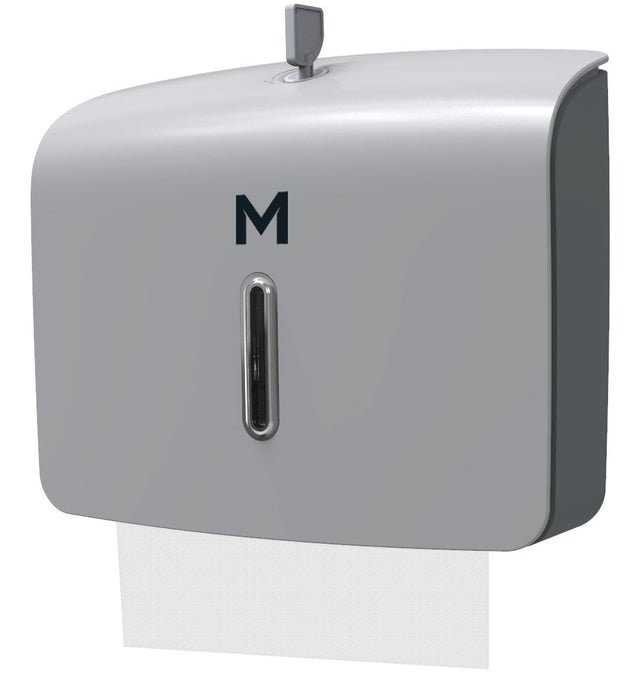 Mini Slimfold Towel Dispenser - Silver, 300 Sheet Capacity - 1 Dispenser - Essential Supplies - Folded Towel Dispensers