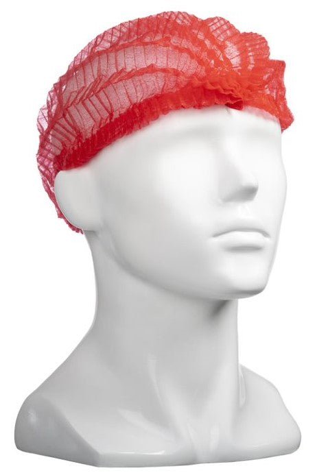 Polypropylene Crimp Hats - Red, 530mm Wide, 12gsm - 1000 Pieces - Essential Supplies - Head Protection