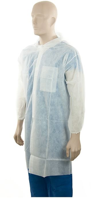 Polypropylene Domed Laboratory Coat - White, 2XL, 45gsm - 25 Pieces - Essential Supplies - Laboratory Coats