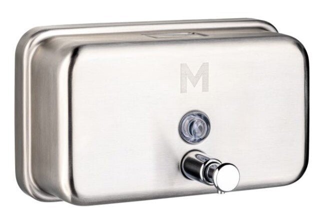 Stainless Liquid Wall Dispenser - Silver, Horizontal, 1200ml Capacity - 1 Dispenser - Essential Supplies - Wall Dispensers