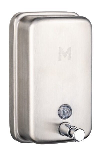 Stainless Liquid Wall Dispenser - Silver, Vertical, 1200ml Capacity - 1 Dispenser - Essential Supplies - Wall Dispensers