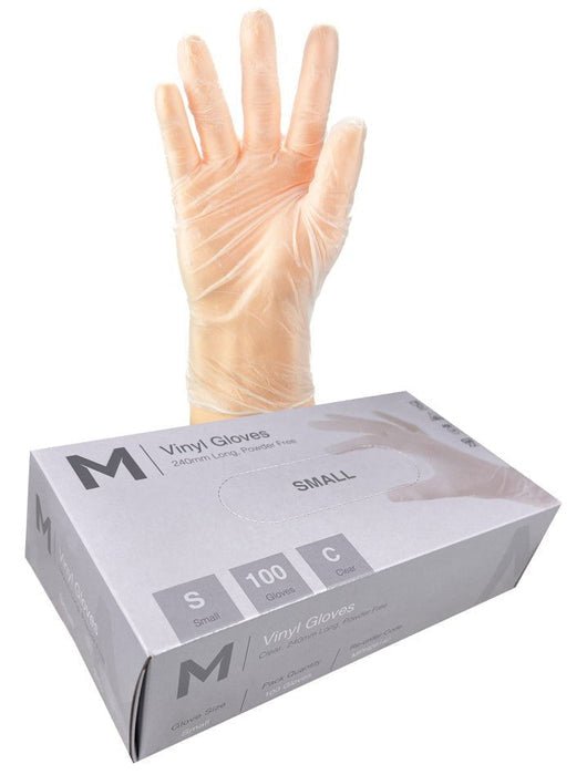 Vinyl Gloves Powder Free - Clear, S, 240mm Cuff, 5.0g - 1000 Gloves - Essential Supplies - Vinyl Gloves